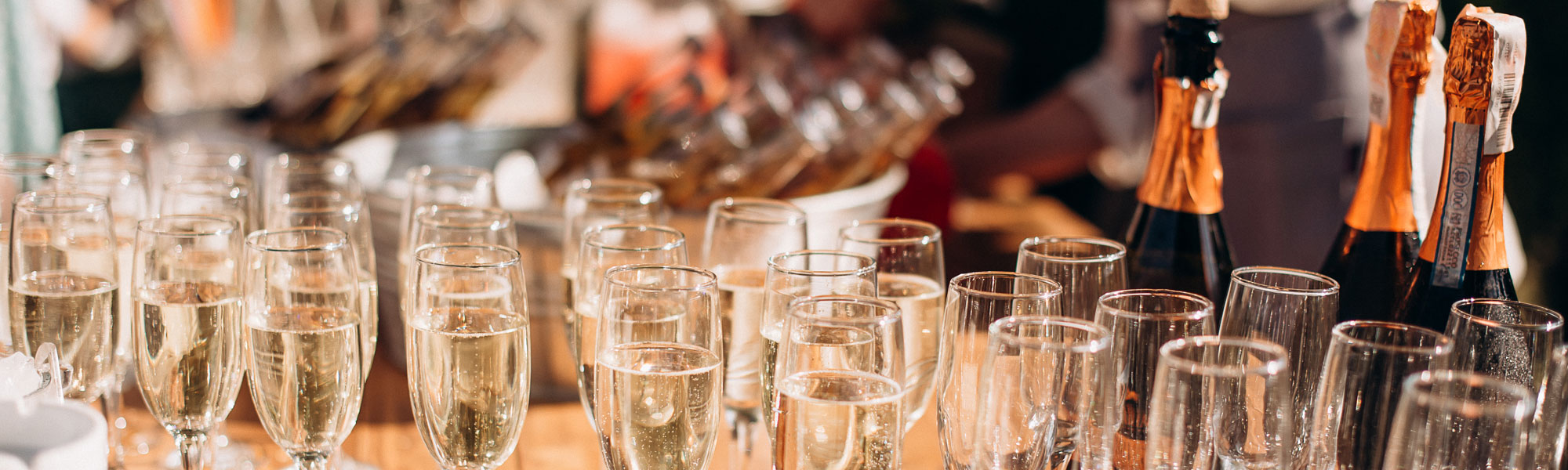 Glasses Of Champagne At A Wedding Festive Buffet