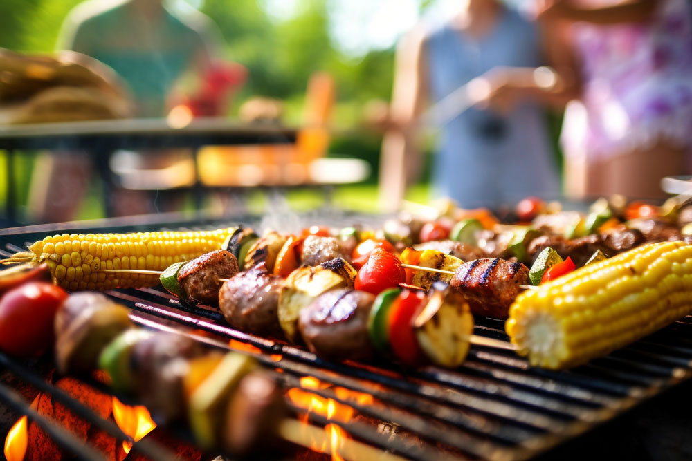 Skewers On The Grill A Delightful Bbq Food Party. The Afternoon