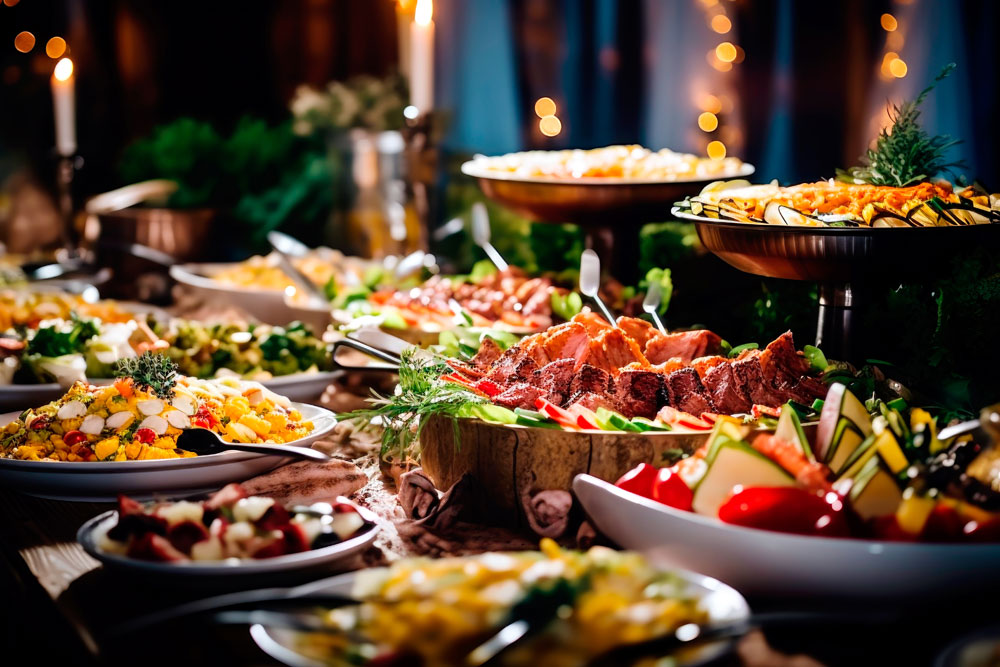 Catering Plate. Assortment Of Snacks On The Buffet Table. Ai Generated